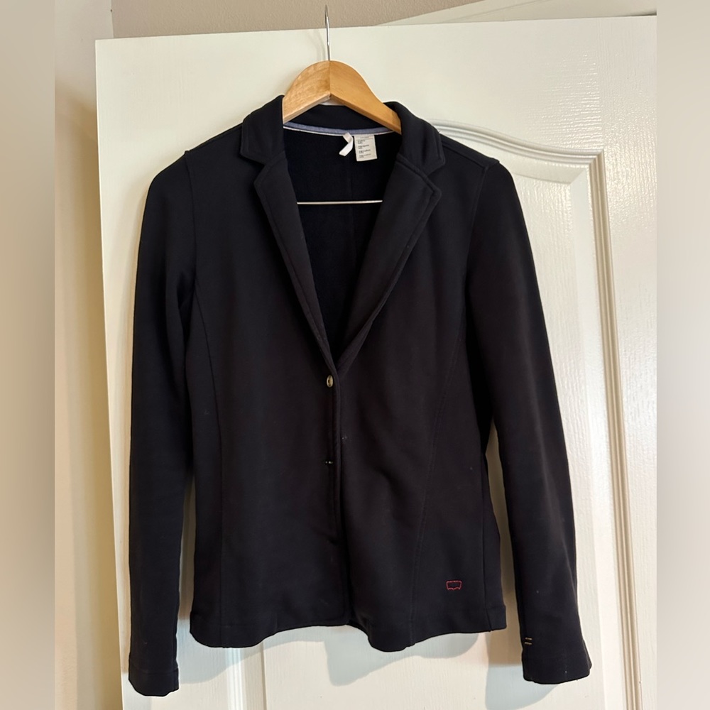 Preowned- bundle 2items coat Black cotton blazer S + Quilted Skirt small Women